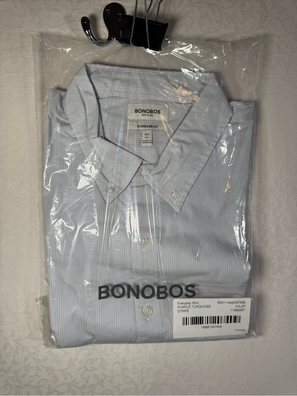 Bonobos Everyday Shirt XXL Regular Purple Turquoise Stripe Button Down NWT